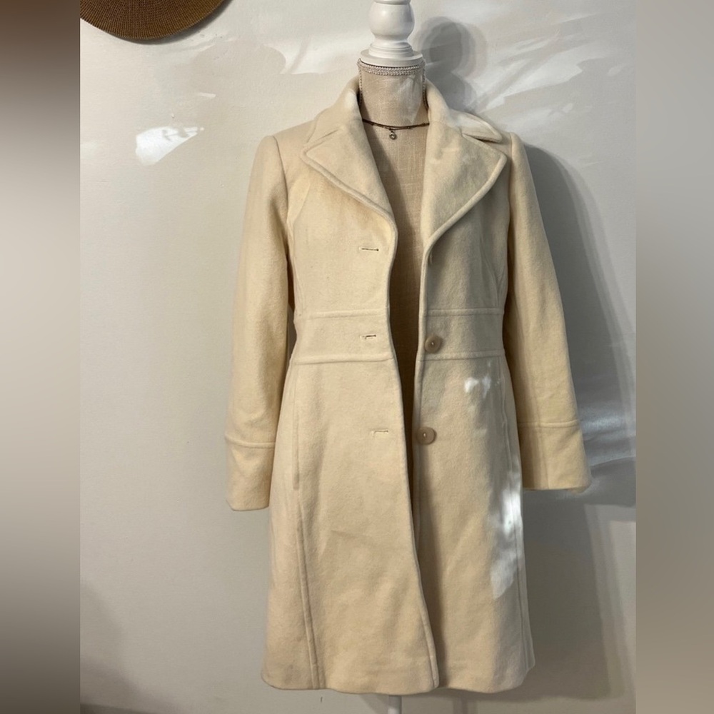 Worthington Cream Tailored Wool-Blend Trench Coat